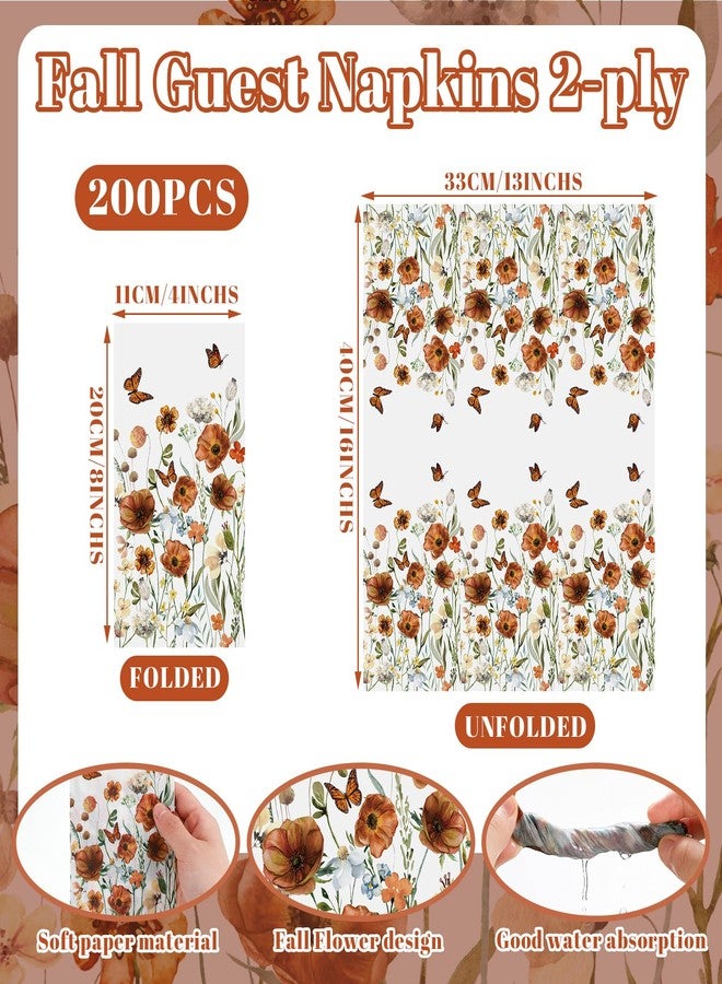 Seajan 200 Pcs Spring Wildflower Guest Napkins Disposable Floral Hand Towels for Bathroom Watercolor Dinner Paper Butterfly Decorative Botanical Napkins for Spring Kitchen Bathroom Party - Image 4